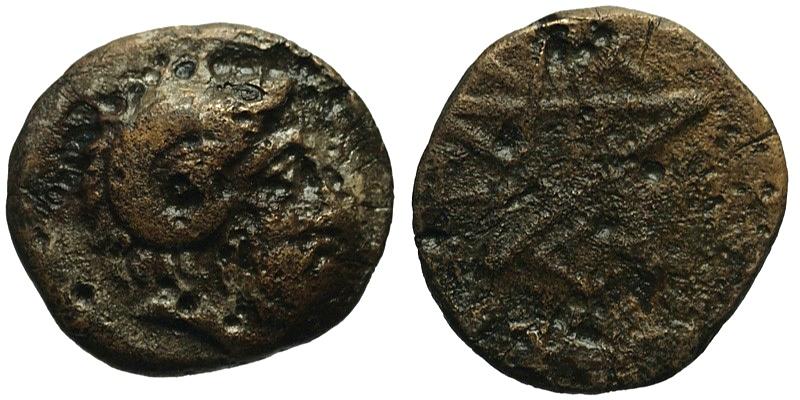 Mysia, Pitane; head of Zeus Ammon/pentagram
