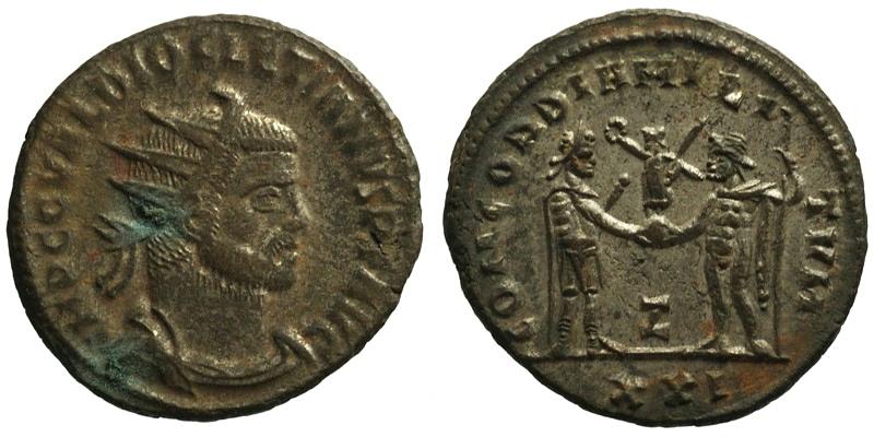 Diocletian; silvered Antoninianus; emperor and Jupiter