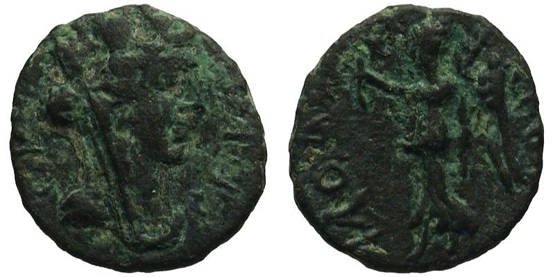 Phrygia, Laodikeia; turreted bust/Nike