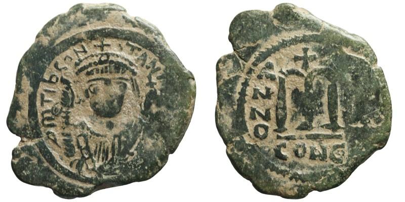Tiberius II Constantine; AE Follis, Constantinople