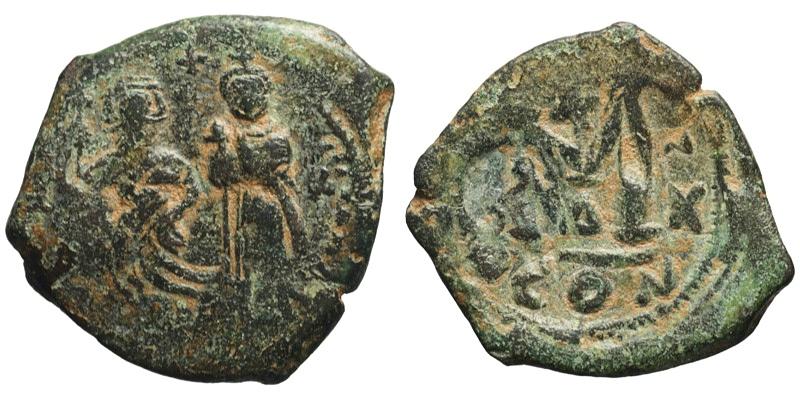 Heraclius; AE Follis, Constantinople; countermark