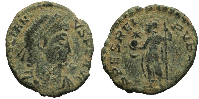 Julian II; AE4 Arelate; emperor with globe