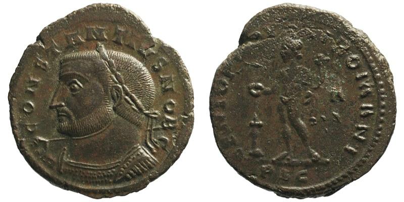 Constantius I; AE Follis, Lugdunum; Genius
