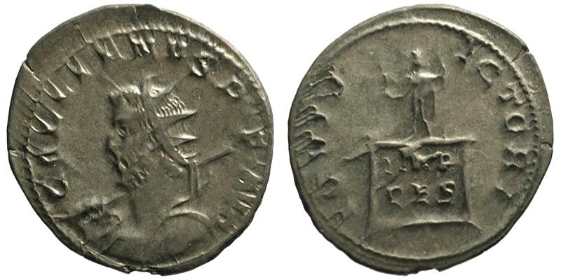 Gallienus; AR Antoninianus, Lugdunum; Jupiter on cippus