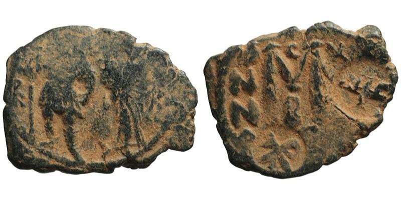 Heraclius; AE Follis, Constantinople; 2 countermarks