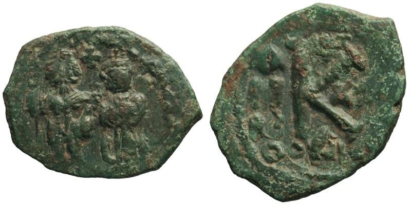 Heraclius; AE Half Follis, Constantinople; Heraclius with Heraclius Constantine