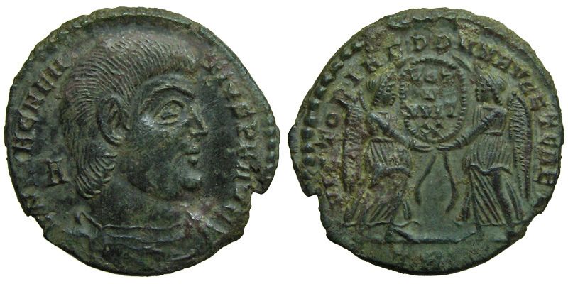 Magnentius; AE Centenionalis, Treveri; Victories with shield