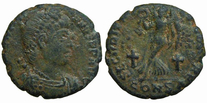 Valentinian I; AE3 Constantinople; Victory