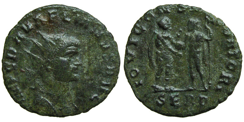 Aurelian; AE Antoninianus, Serdica; Jupiter with emperor