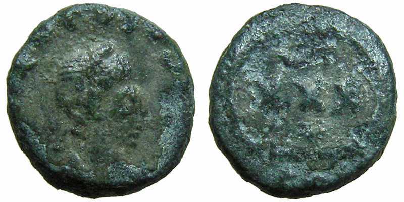 Theodosius II; AE4 Constantinople; vows in wreath
