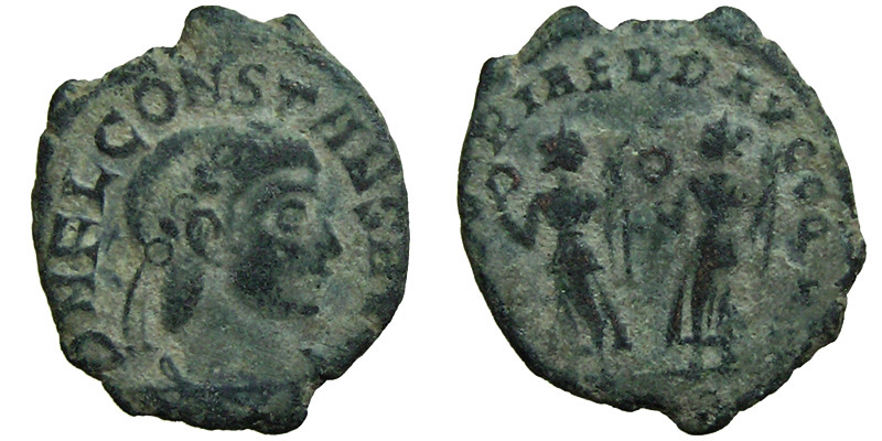Constans; AE3 Rome; two Victories