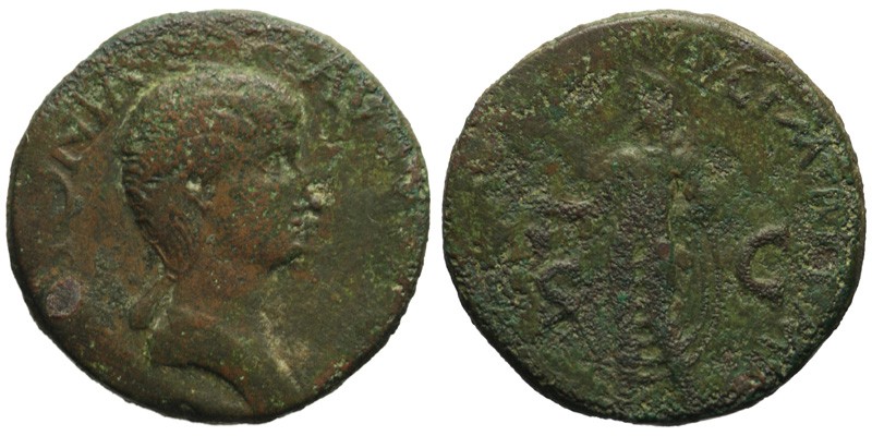 Antonia Minor; AE Dupondius; Claudius veiled