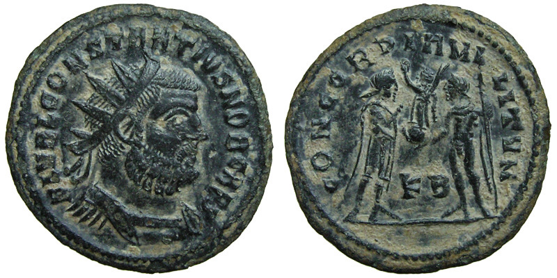 Constantius I; AE Antoninianus, Cyzicus; Constantius with Jupiter