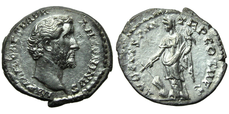 Antoninus Pius; AR Denarius; Fortuna
