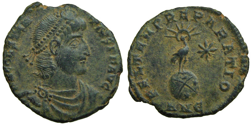 Constantius II; AE3 Antioch; phoenix on globe
