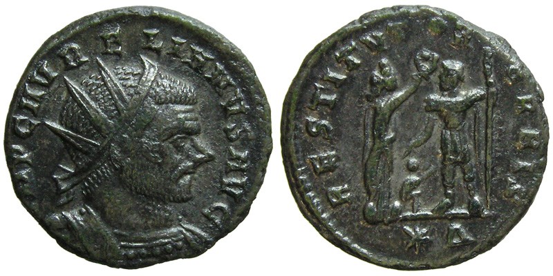 Aurelian; BI Antoninianus, Cyzicus; emperor with woman and captive